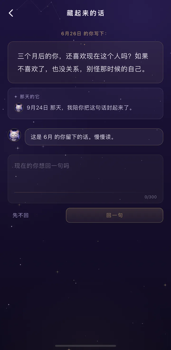 藏起来的话：三个月前写下的那段，和一个回给过去自己的输入框