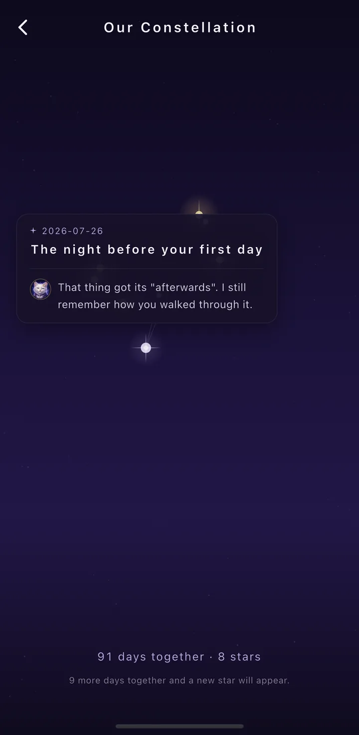 Our Constellation: one star opened — The night before your first day
