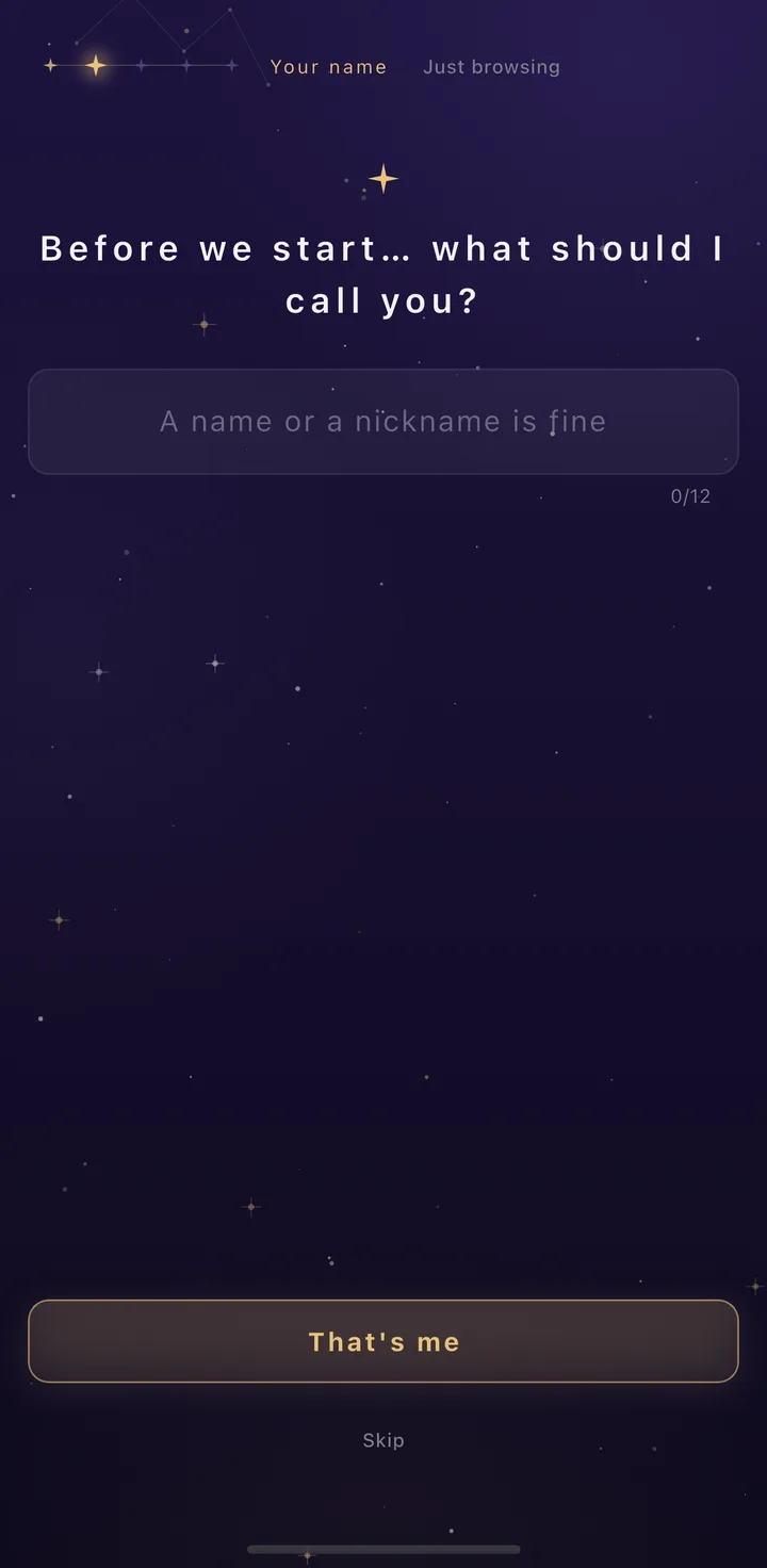 Onboarding: “Before we start… what should I call you?”